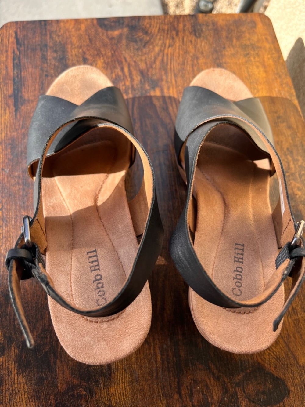 Cobb Hill by New Balance Black Leather Crisscross Slingback Sandals - Picture 7 of 13